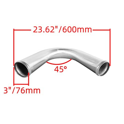 3" (76mm) OD 135 Degree Aluminum Alloy Tube Intercooler Pipe 23.5in (600mm) Length Air Intake Tube Aluminum Intercooler Pipe Aluminum Pipe Tube Brushed Finish Silver - size: L: 23.5"(600mm) 135 degree