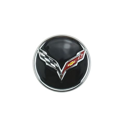 1Pc 2014+ C7 Corvette Stingray Center Caps w/Crossed Flag Logo Trim Set 23217059 (Chrome) - color: Chrome