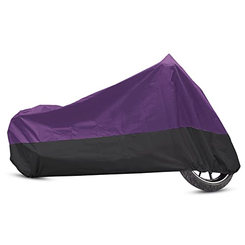 uxcell Motorcycle Cover Motorbike Full Cover Outdoor Waterproof Rain Dust Protector 190T XXL Purple Black for Harley Most Full Dress Touring Cruiser Scooters Universal - color: Purple Black, size: XX-Large