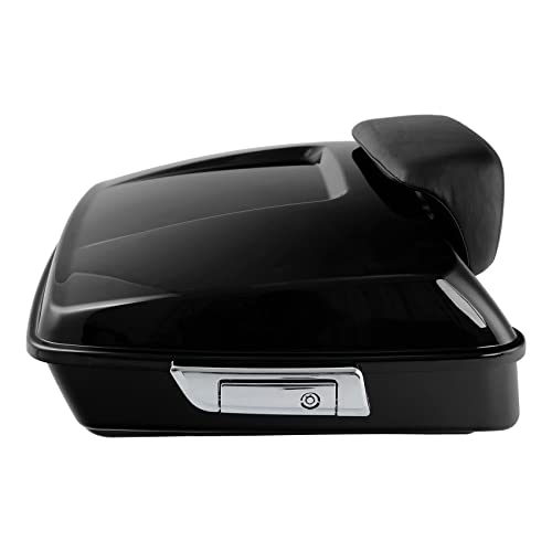 TCT-MOTORPARTS Chopped Tour Luggage Trunk Backrest Mount Bracket Rack Fit for 2014-2025 Harley Road Glide Street Glide Special Ultra Limited Road King Electra Glide - color: Vivid Black Chopped Trunk+Black Rack