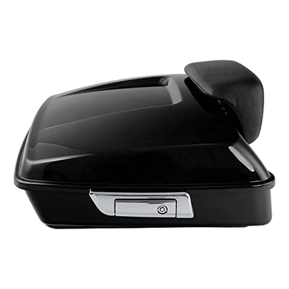 TCT-MOTORPARTS Chopped Tour Luggage Trunk Backrest Mount Bracket Rack Fit for 2014-2025 Harley Road Glide Street Glide Special Ultra Limited Road King Electra Glide - color: Vivid Black Chopped Trunk+Black Rack