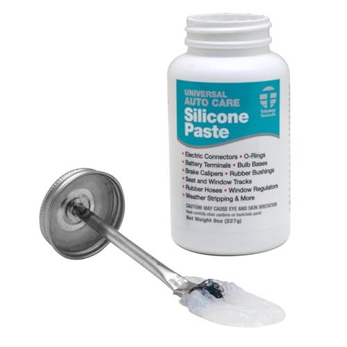 Tribology Tech-Lube Silicone Paste with Brush, Clear, 8 oz - Universal Automotive Care Sealant Dielectric Grease - Brake Calipers, Battery Terminals, Sunroof, Gaskets, Electrical Connectors, O-Rings