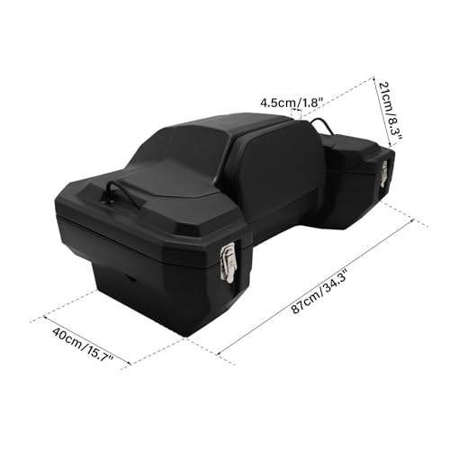 TCMT 82L ATV Part Rear Rack Back Seat Storage Pack Luggage Trunk W/Backrest Black - color: Black 82L