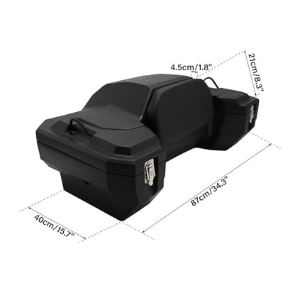 TCMT 82L ATV Part Rear Rack Back Seat Storage Pack Luggage Trunk W/Backrest Black - color: Black 82L