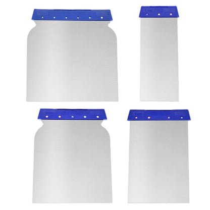 4 Pcs Metal Body Filler Spreader Set, Stainless Steel Putty Knife Kit for Bondo & Glaze, Reusable Auto Body Repair Tools - color: Blue