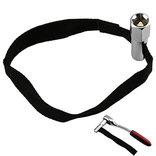 Nylon Strap Oil Filter Wrench, Universal Oil Filter Removal tool Adjustable, 1/2" Drive Up to 120mm, Oil Filter Change Set, Ideal for Engine Filters, Conduit, & Fittings