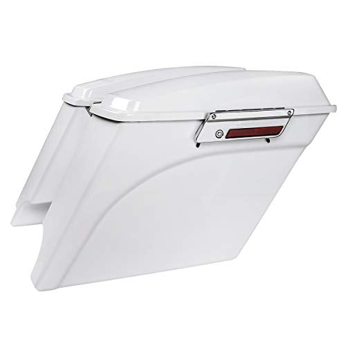 XFMT Motorcycle 5" Stretched Saddlebags Fit For Harley Touring 1993-2013 - color: White, size: 5" Extended