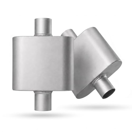 2.5" In/Out Aluminized Steel 1-Chamber Universal Exhaust Muffler 2pc - color: silver, size: 2.5 inch