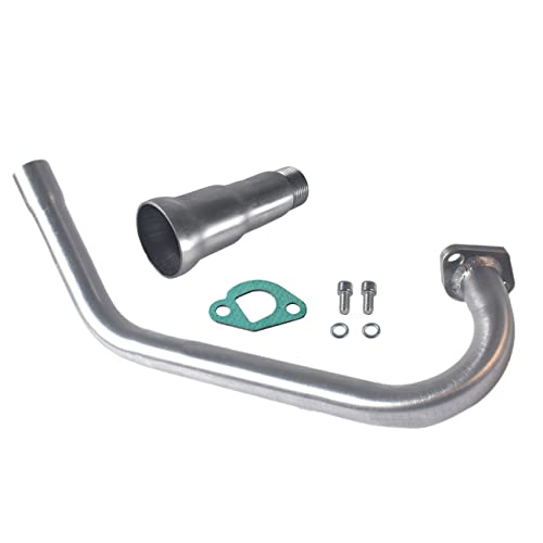 SJVLXHI 3 Stage Exhaust Header Pipe For Coleman Powersports CT200U BT200X CT200u-ex,212cc 196cc/6.5HP Go Kart and Gas Mini Bike - color: 3-bend Silver, size: Exhaust tip 1
