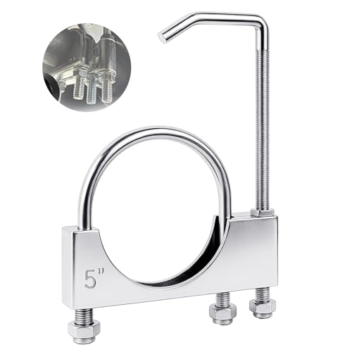 4 Pcs 5 Inch Exhaust Clamp with Hanger, Universal Muffler - size: 5 Inch