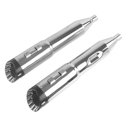 SHARKROAD 5.0'' Mufflers for Harley Davidson Touring, Chrome - style: HDMF-509515CB, Chrome Body+Black Tip