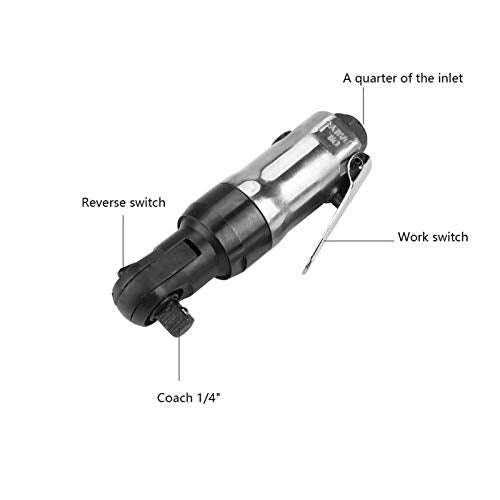 Pneumatic Air Ratchet Wrench, Square Drive Professional Tool, Lever Control, Lightweight and Compact, Ideal for Tight Spaces, Suitable for Shipbuilding, Machinery, Auto Industry (1/4) - size: 1/4