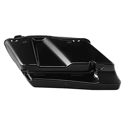 TCT-MOTORPARTS 4" Stretched Hard Saddlebags Fit for CVO Street Glide 14-24 - color: Vivid Black w/ Black Latches