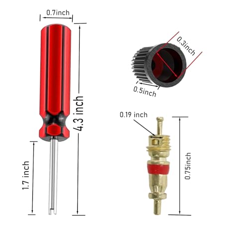 5 Pcs Valve Core Removal Tool,Spool Removal and Installation Tool, 5Valve Stem Core/Spool, 5Stem Caps fit for Most Automotive Car Motorcycle Truck Bike Tire (15)