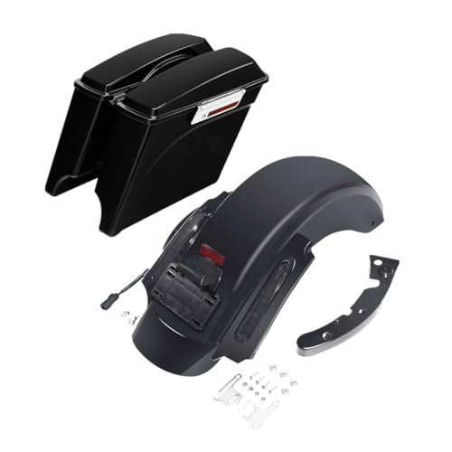 TCMT 5" Stretched Saddlebags Smoke Lens Rear Fender Fit For Harley Touring Road King Electra Glide Street Glide Road Glide Ultra 2009-2013 - color: Rear Fender Smoke Lens, size: 5" Stretched Saddlebags(Chrome Latches)