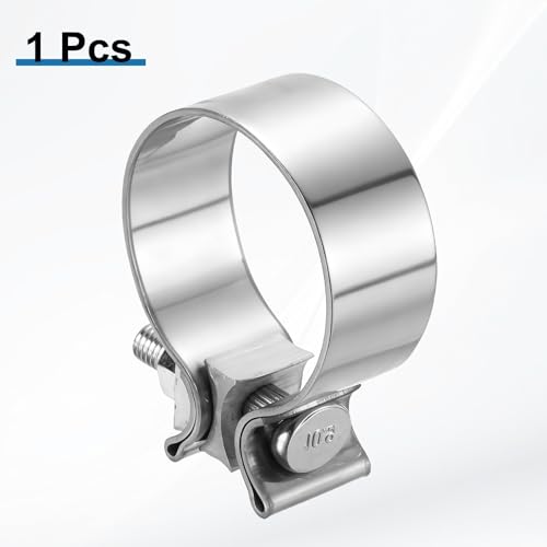 HARFINGTON 410 Stainless Steel Exhaust Clamp 2.36" Butt Joint Narrow Band Muffler Seal Exhaust Narrow Lap Butt Clamps for Pipes Mufflers Converters System Repair, Silver - size: Range 60-68 mm, Band Width 29mm