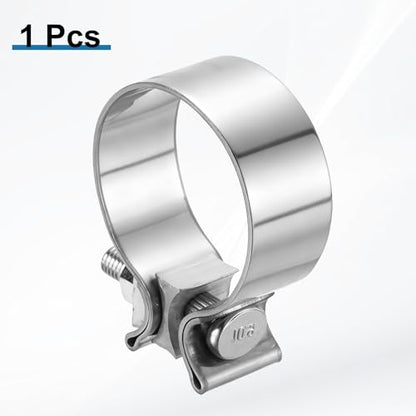 HARFINGTON 410 Stainless Steel Exhaust Clamp 2.36" Butt Joint Narrow Band Muffler Seal Exhaust Narrow Lap Butt Clamps for Pipes Mufflers Converters System Repair, Silver - size: Range 60-68 mm, Band Width 29mm