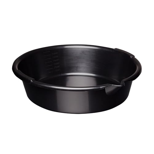 Oil Drain Pan, 7-Quart Oil Change Pan with Built-in Scale and Spout, Portable Waste Oil Catch Basin for Garage and Car Engine Maintenance, Black