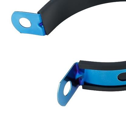 F FIERCE CYCLE 89mm 3.5" 3 1/2 Inch Motorcycle Exhaust Band Joint Clamp Muffler Pipe Stainless Steel Blue - color: Blue