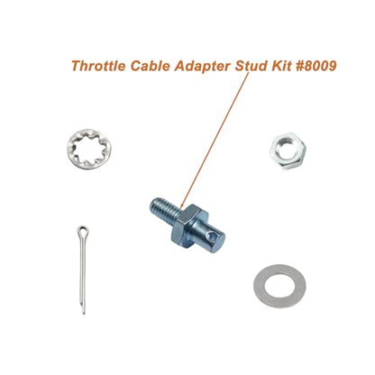#8009 Throttle Cable Adapter Stud Kit（10-32 x 3/8 Thread） for 1977-later Chevrolet Steel with Nut, Washers, and Cotter Pin