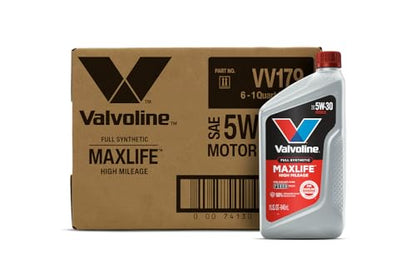 Valvoline Full Synthetic High Mileage with MaxLife Technology SAE 5W-30 Motor Oil 1 QT, Case of 6 - size: 1 qt (Pack of 6), style: Full Synthetic High Mileage