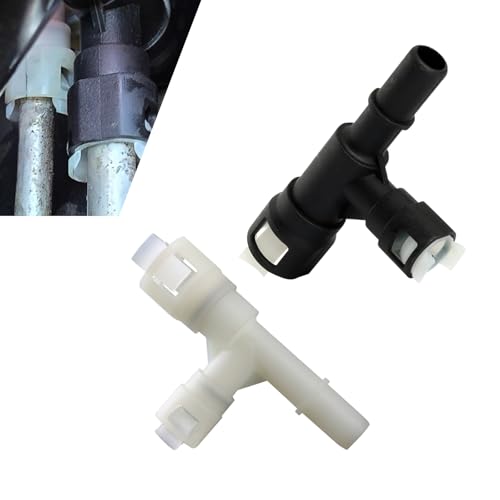 WZP 2PCS Car Heater Hose Connector, Three-way Plastic Cooling Water Pipe Joint, Compatible with Select GMC Yukon Sierra Chevy Tahoe Suburban Cadillac Escalade, OEM 15055343 15055342 (Black & White)