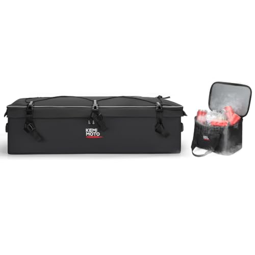KEMIMOTO ATV Gear Bag for Front Rear Rack, 73L Storage Bag with 12L Cooler - color: Black