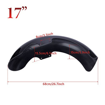 Motorcycle 17 inches Front Fender, Wheels Wrap Front Fender Fit for Harley Touring Road King Road Glide Electra Glide Street Glide (Gloss Black)