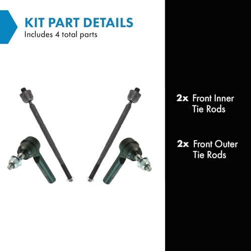 TRQ Inner and Outer Driver and Passenger Side Tie Rod Set 4 Piece - style: PSA48908