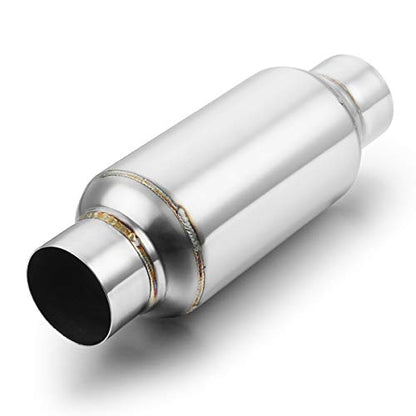 A-KARCK 2.5" Inlet Exhaust Resonator, 2.5" Inlet 2.5" Outlet 11.5" Overall Length Muffler Resonator Stainless Steel Polished - size: 2.5" Inlet/Outlet 11.5" Long - Polished