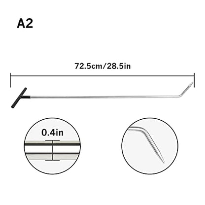 LadyRosian Paintless Dent Repair Tools 6 Pieces of Dent Removal Repair Rods C Style Rods Tool for Car Body Hail Damage Door Dent Removal - color: C+A rod