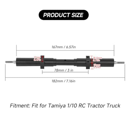 1/10 RC Trailer Axle Kit, 167mm/6.6in RC Trailer Dual Axles, Black Metal Non Powered Rear Wheel with Screws Accessories Replacement for Tamiya 1/10 Rc Tractor Truck, 1Pcs