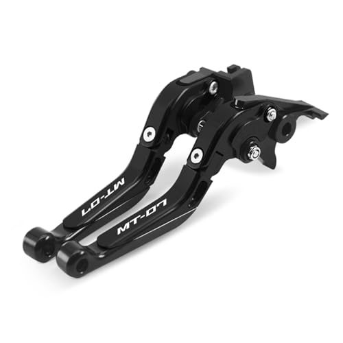 MFGZD Motorcycle Clutch Brake Levers Extendable Compatible with Yamaha MT-07 2014-2024 Long Brake Clutch Levers Foldable Aluminum Modified Brake Adjustable Handle (Black) - style: MT07 Black