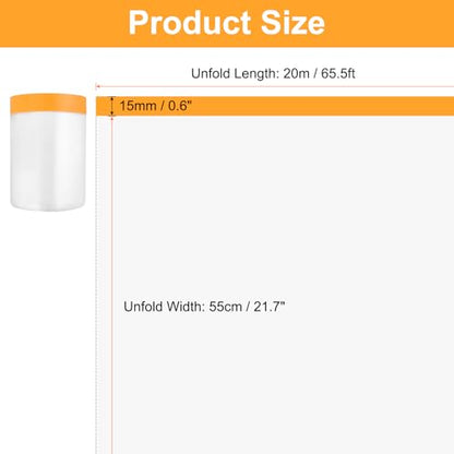 HARFINGTON 12 Rolls Pre-Taped Masking Film 21.7" x65.6ft Tape and Drape Painters Plastic Drop Cloth Film with Tape Plastic Sheeting for Automotive Painting Covering - color: Yellow, size: 21.7"x65.6ft