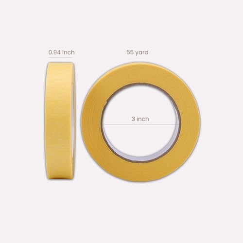 Lichamp 25mm x 50m Yellow Automotive Masking Tape for Painting - size: 1 inch x 55 Yards x 2 Rolls
