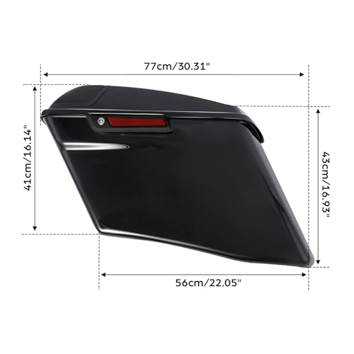 TCT-MOTORPARTS 4" Extended Hard Saddlebags Fits for Harley Touring CVO - color: Vivid Black w/ Black Latches