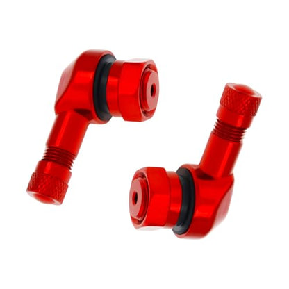 Yourkar 2 PCS Motorcycle Tire Valve Stems, 90 Degree Angle Aluminum Alloy Tire Tubeless Valve Stems with Rubber Ring, Red - color: Red