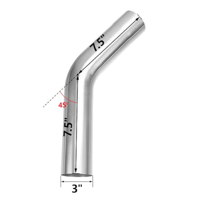 A-KARCK Exhaust 45 Degree Tube 3" OD 2 Pack, Stainless Steel Exhaust Pipe Mandrel Bend, Custom Your Own Exhaust System - size: 3.0", style: 45 Degree - 2pcs