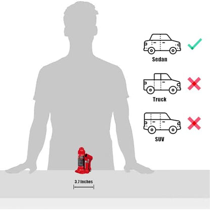 Big RED T90213-2 Torin Hydraulic Welded Bottle Jack with Blow Mold Carrying Storage Case, 2 Ton (4,000 lb) Capacity, Red - size: 2 Ton (4,000 LBs), style: Welded Bottle Jack with Case