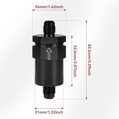 6AN Billet Inline Fuel Filter 30 Micron Aluminum Black - size: 6AN