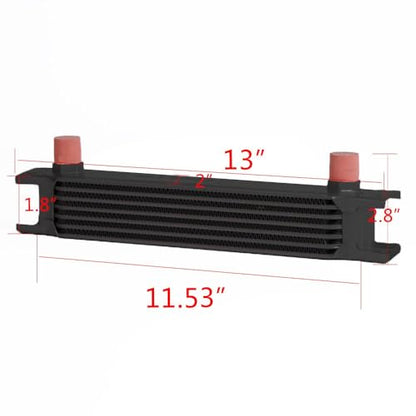 G-PLUS 7 Row AN10-10AN Black Universal Oil Cooler Kit Aluminum Engine Transmission Oil Cooler - color: Black, size: 7 Row AN10