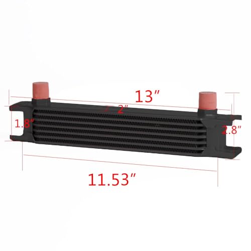 G-PLUS 7 Row AN10-10AN Black Universal Oil Cooler Kit Aluminum Engine Transmission Oil Cooler - color: Black, size: 7 Row AN10