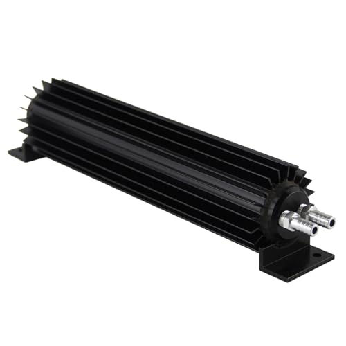 Universal 12'' Aluminum Dual Pass Finned Transmission Oil Cooler W/Fittings Black - color: Black, size: 12''