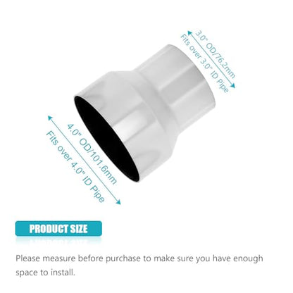 Universal 3" OD to 4" OD Exhaust Pipe Adapter Connector Reducer 304 Stainless Steel 3.0 Inch to 4.0 Inch 3" OD to 4" OD kit - size: 3" OD to 4" OD