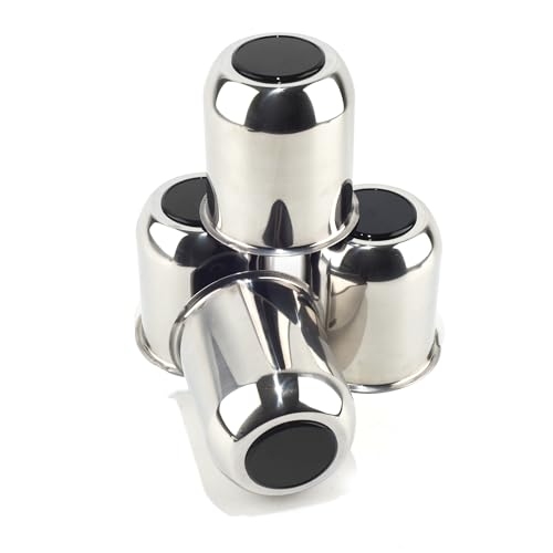 4Pcs 3.74" Stainless Trailer Wheel Center Caps, 4.33" H Chrome - color: Chrome+Gloss Black Top Cover, size: 3.74" Hub 4.33"H