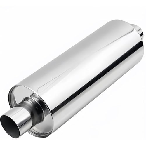 2" Inlet/Outlet Universal Exhaust Resonator – 16" Long Straight-Through Muffler, 1.5mm Thickness Polished Stainless Steel - size: 2" Inlet/Outlet