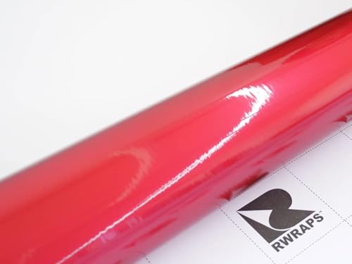 Rwraps Gloss Metallic Vinyl Car Wrap Film Sheet Roll with Air Release - color: Gloss Metallic Rose Red, size: 5ft x 1ft