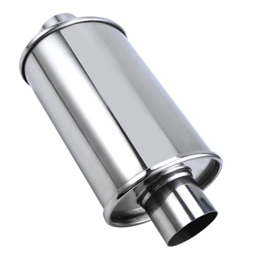 2.25'' Ultra Quiet Resonator, 304 Stainless Steel Muffler, 2.25'' Inlet & Outlet 14" Overall Length Universal Sliver Oval Performance Muffler Resonator - size: 2.25''