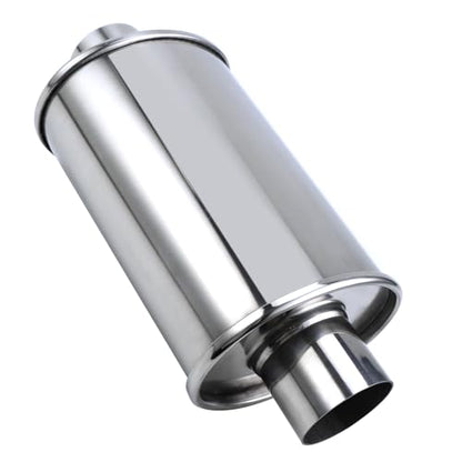 2.25'' Ultra Quiet Resonator, 304 Stainless Steel Muffler, 2.25'' Inlet & Outlet 14" Overall Length Universal Sliver Oval Performance Muffler Resonator - size: 2.25''