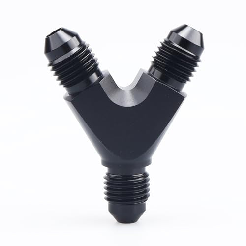 AC PERFORMANCE Y Block Splitter Fuel Fitting Male -4 AN In Male -4 AN Out, Aluminum Black - color: Black, size: 3 x 4AN